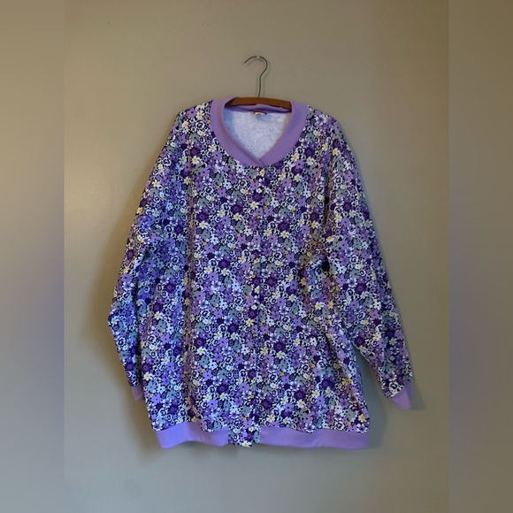 Tudor Court Cardigan Sweatshirt floral button up size 4x spring coat oversized - Picture 1 of 8